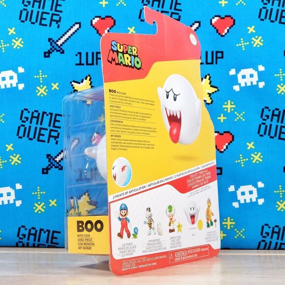 Jakks Pacific Super Mario Boo 4" w/ Gold Coin Nintendo Collectible Figure New - Picture 5 of 10